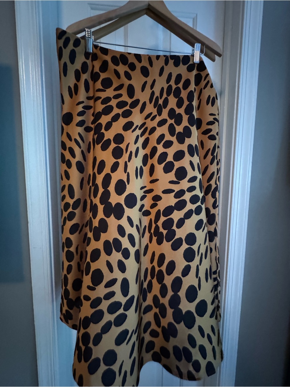 J. Crew Tan and Black Leopard-Spot A-Line Midi Skirt - Picture 2 of 4